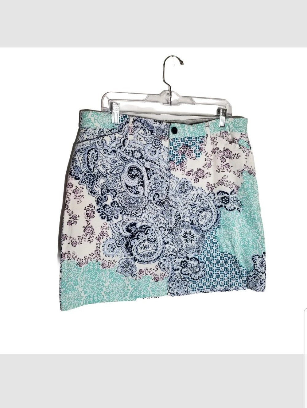Croft & Barrow Skort Women's Size 16 Stretch Paisley Blue Purple Skirt Shorts